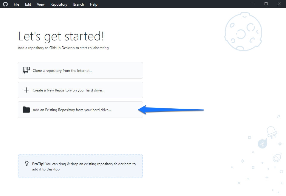將存儲庫從硬盤添加到 github 桌面
