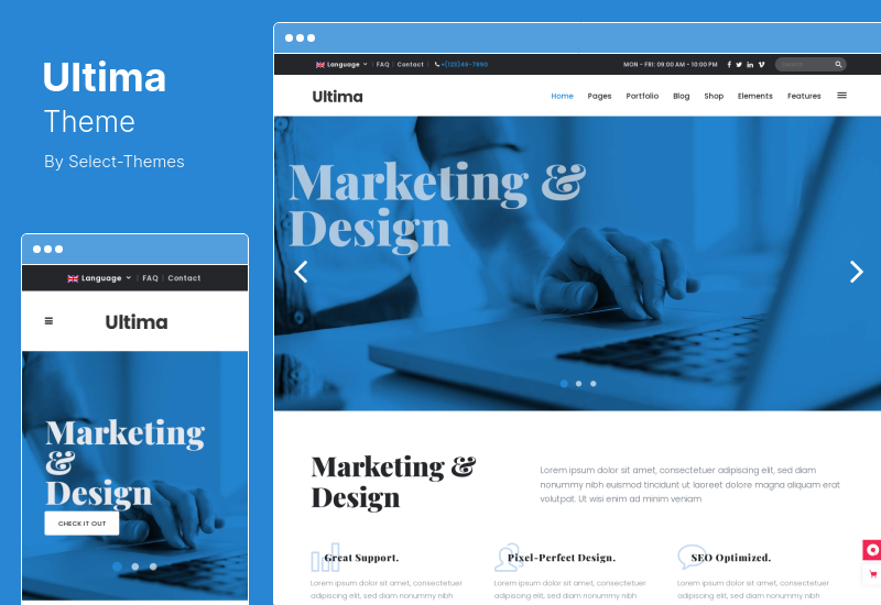 Ultima Theme - motyw WordPress agencji marketingu cyfrowego