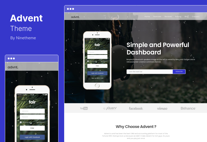 ธีม Advent - การตลาดหน้า Landing Page ธีม WordPress