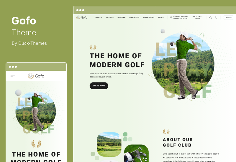 Tema Gofo - Tema WordPress del campo da golf