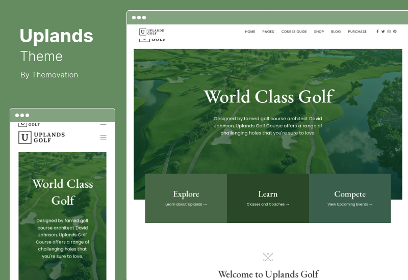 Tema Uplands - Tema de WordPress para campos de golf