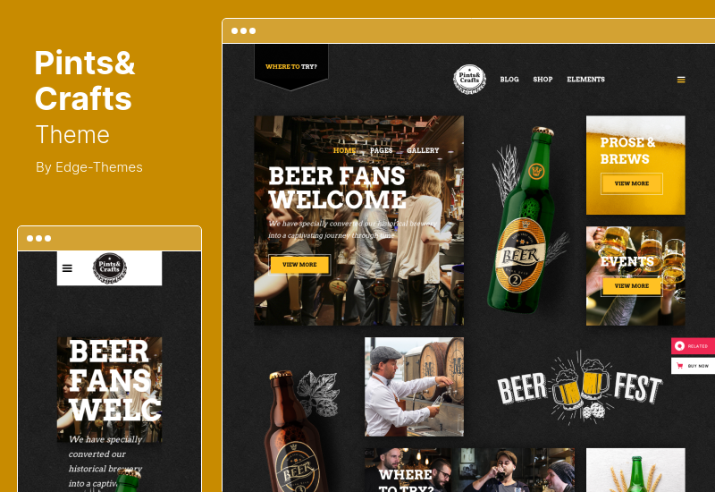 ธีม Pints&Crafts - บาร์เบียร์ผับ WordPress Theme