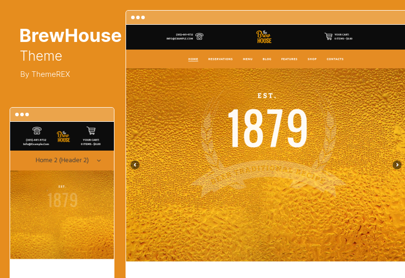 سمة BrewHouse - سمة Brewery Pub Restaurant WordPress