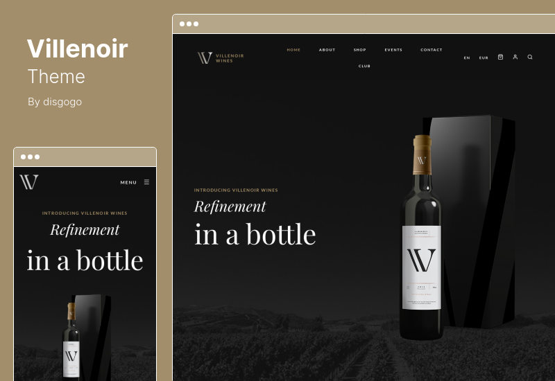 ธีม Villenoir - ไร่องุ่น, โรงกลั่นไวน์ ร้านไวน์ WordPress Theme