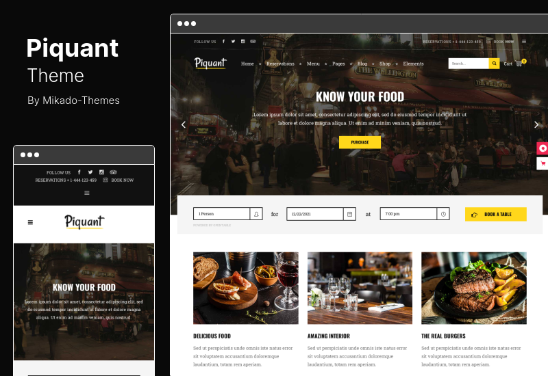 Tema Piquant - Restaurante, Bar Café Tema WordPress