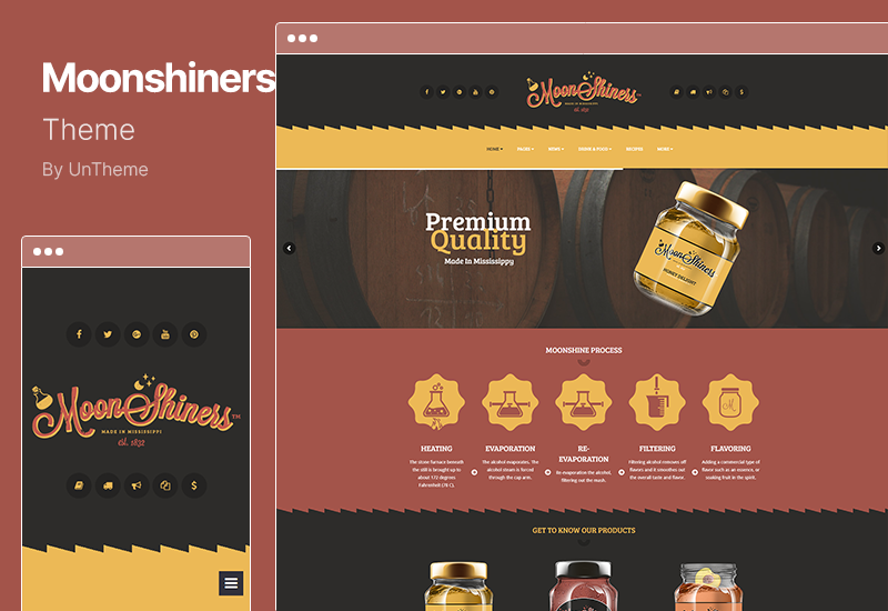 Moonshiners Teması - Damıtımevi, Mikro Bira Fabrikası Brewpub WordPress Teması