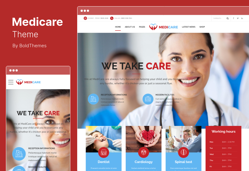 Medicare テーマ - 医師、医療、ヘルスケアの WordPress テーマ