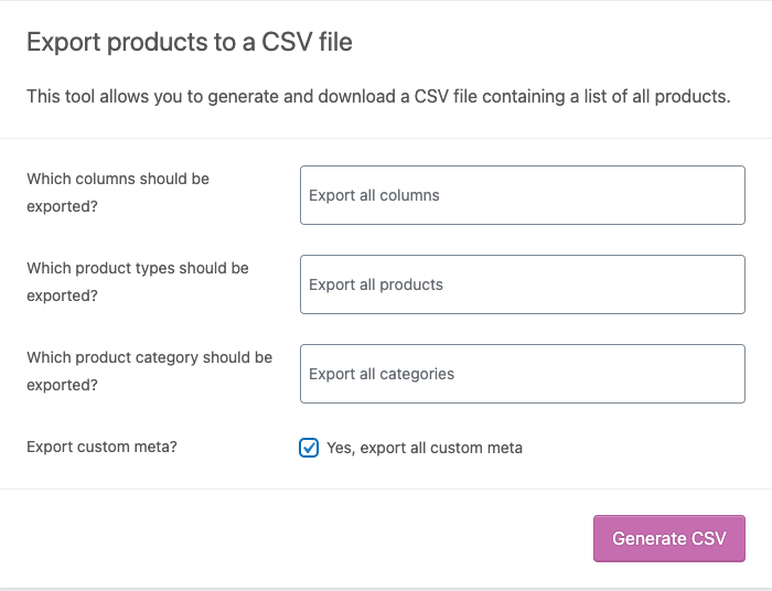 exporter des produits vers un fichier csv