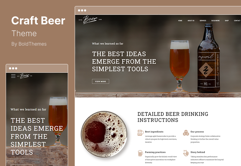 Craft Bira Teması - Bira Fabrikası ve Pub WordPress Teması