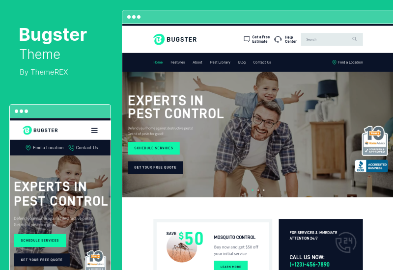 Bugster Theme – Bugs & Pest Control WordPress Theme für Home Services