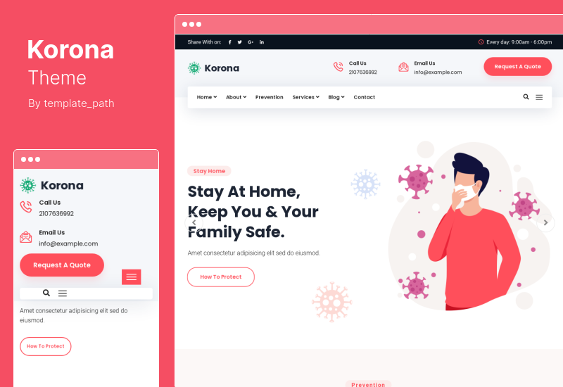 Korona-Thema – WordPress-Theme für medizinische Präventions- und Desinfektionsdienste