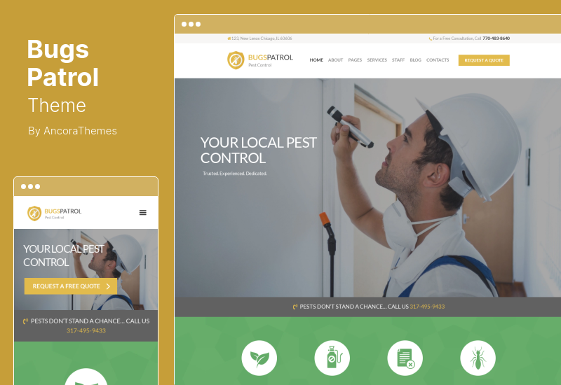 BugsPatrol-Thema - Schädlings- und Insektenbekämpfung Desinsektionsdienste WordPress-Thema