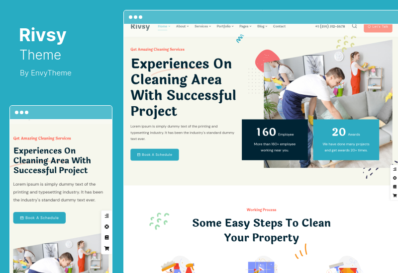 Rivsy Theme - Reinigungsdienste WordPress Theme
