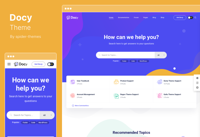 Docy Theme - ドキュメンテーションとナレッジベース WordPress テーマとヘルプデスクフォーラム