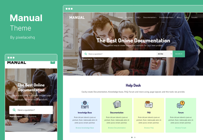Manual Theme - ドキュメンテーション、ナレッジベース、教育用 WordPress テーマ