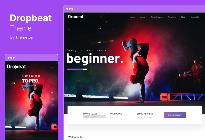 Dropbeat Theme - Creative Dance Studio WordPress テーマ