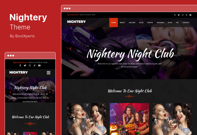 Nightery テーマ - ナイトクラブの WordPress テーマ