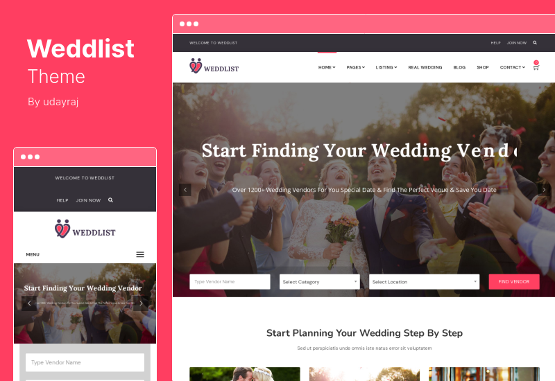 Weddlist テーマ - ウェディング ベンダー ディレクトリ WordPress テーマ