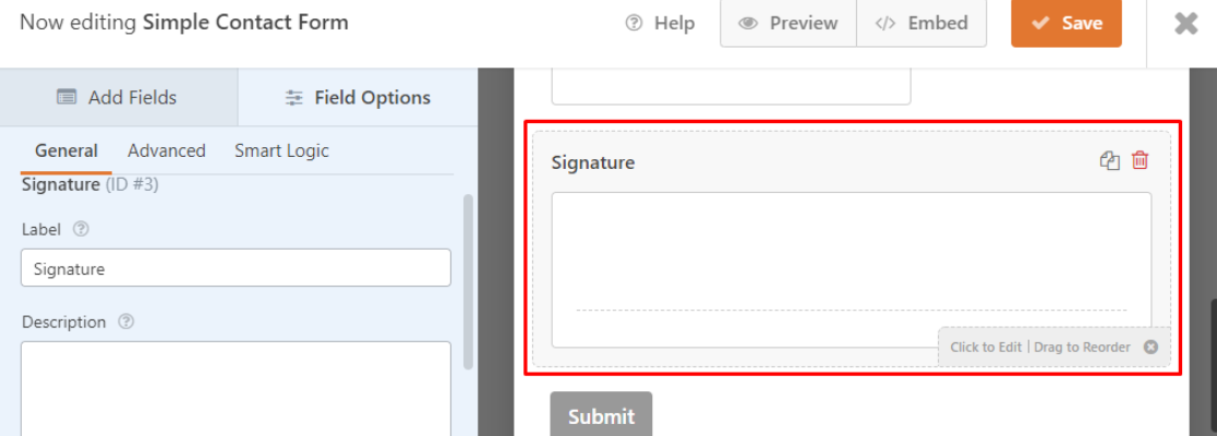 customizing signature field