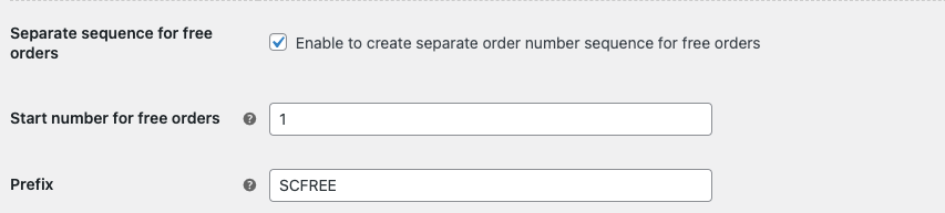 Séquence séparée pour les détails des commandes gratuites si l'option est activée.