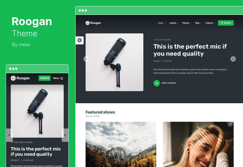 Roogan テーマ - ポッドキャスト WordPress テーマ