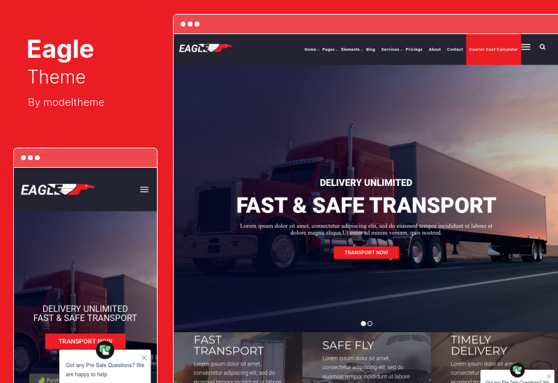 Tema Águia - Tema WordPress de Logística e Transporte