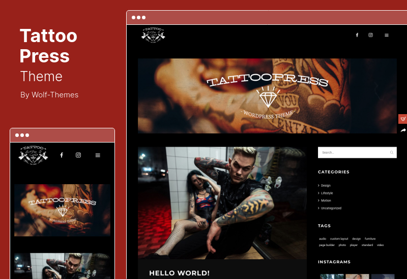 Tema TattooPress - Un tema WordPress per artisti dell'inchiostro