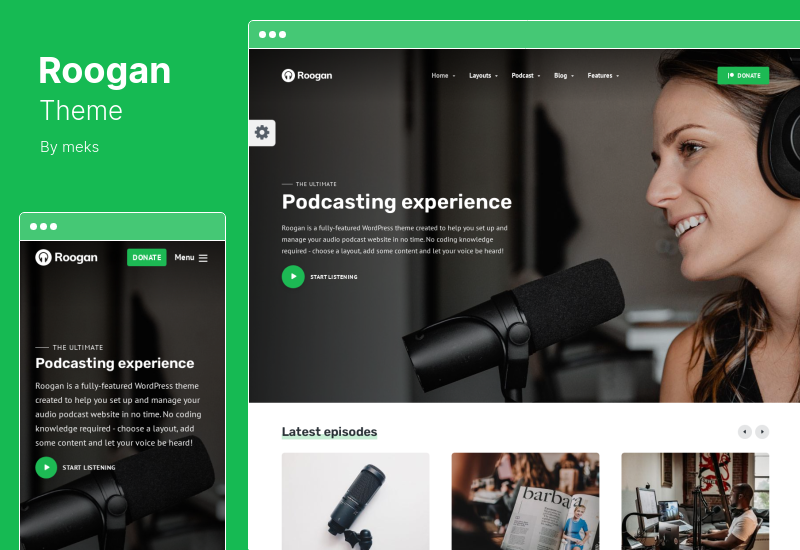 ธีม Roogan - Podcast WordPress Theme