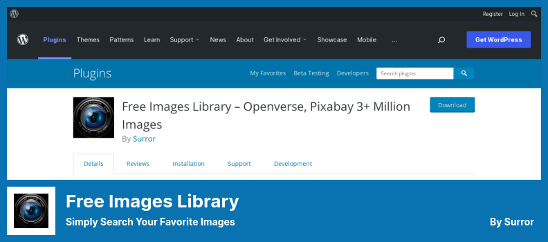 Plugin gratuito de biblioteca de imagens - Basta pesquisar suas imagens favoritas