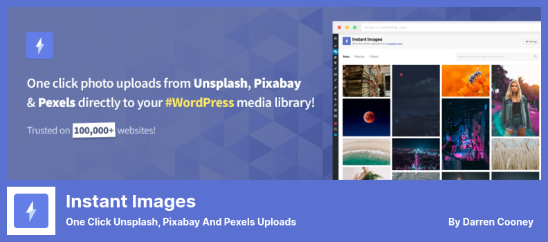 Plugin de imagens instantâneas - Unsplash com um clique, uploads de Pixabay e Pexels