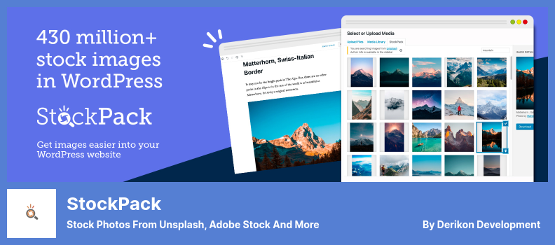 StockPack 插件 - 來自 Unsplash、Adobe Stock 等的庫存照片