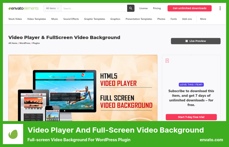 Video Player e plug-in di sfondo video a schermo intero - Sfondo video a schermo intero per plug-in WordPress