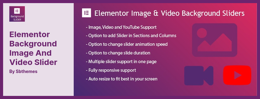 Plugin de controle deslizante de imagem e vídeo de plano de fundo Elementor - Plugin de controles deslizantes com imagens de fundo e vídeos bonitos