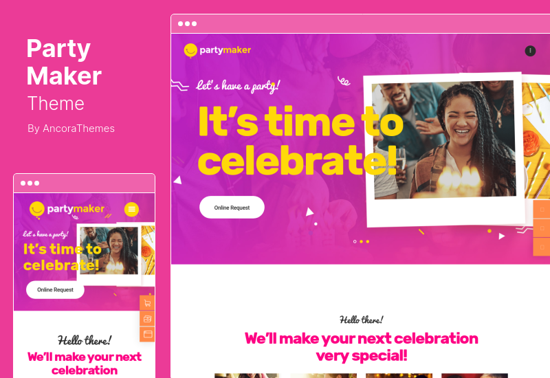 Tema PartyMaker - Tema de WordPress para organizador de eventos y agencia de bodas