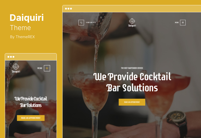 Tema Daiquiri - Servizi per baristi e cocktail di catering Tema WordPress