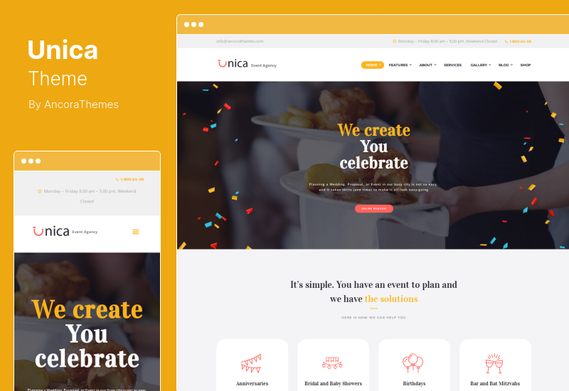 Unica Theme - 이벤트 기획 생일 & 웨딩 에이전시 WordPress Theme