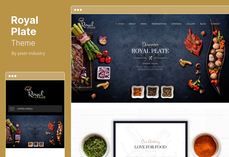 ธีม Royal Plate - ธีม WordPress ร้านอาหารและจัดเลี้ยง