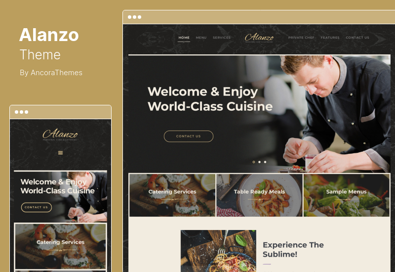 Alanzo-Thema - WordPress-Theme für persönliche Koch- und Hochzeits-Catering-Events