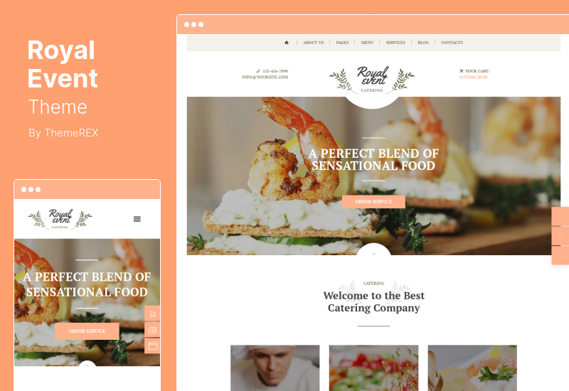 Royal Event Theme: un tema de WordPress para planificadores de bodas y empresas de catering