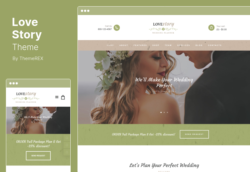 Love Story Theme - Atractivo tema WordPress para planificador de eventos y bodas