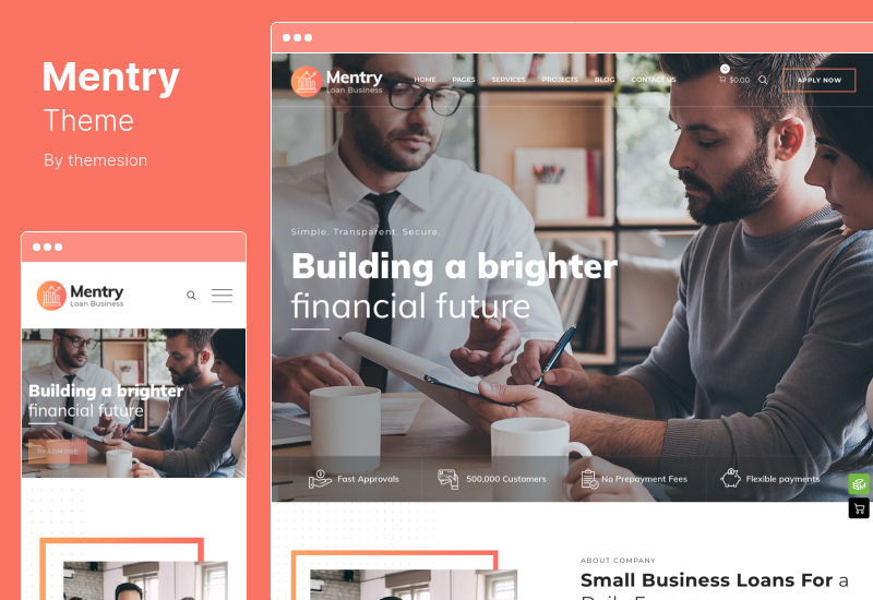 ธีม Mentry - ธีม WordPress เงินกู้และการเงิน