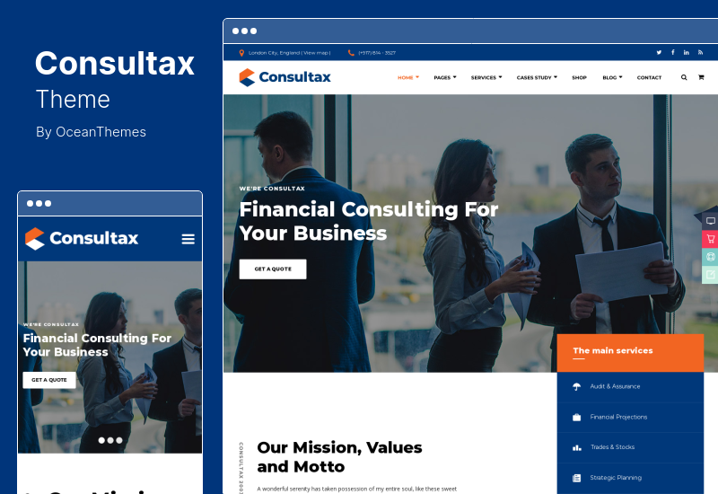 ธีม Consultax - ธีม WordPress การเงินและการให้คำปรึกษา