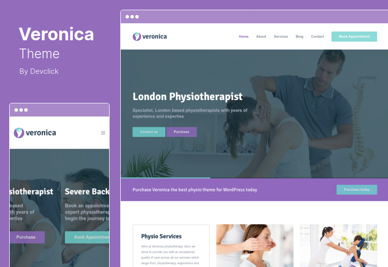 Veronica Theme - กายภาพบำบัด, การแพทย์ WordPress Theme