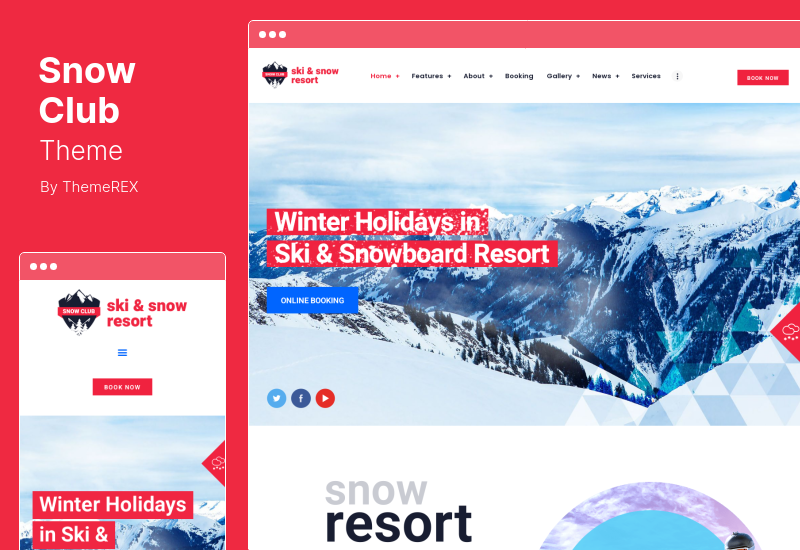 Snow Club Theme - Тема WordPress для горнолыжного курорта и занятий сноубордом