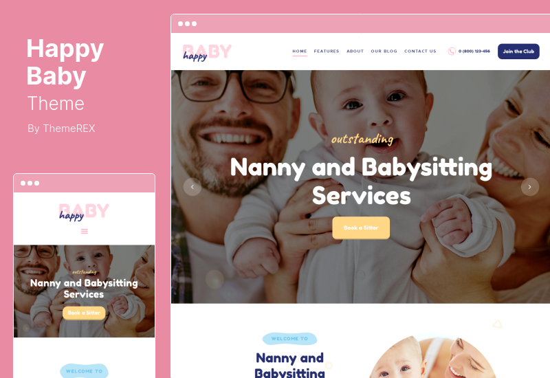 Happy Baby Theme - Няня услуги няни Детская WordPress тема