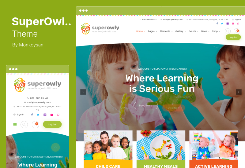 SuperOwly テーマ - キッズ WordPress テーマ