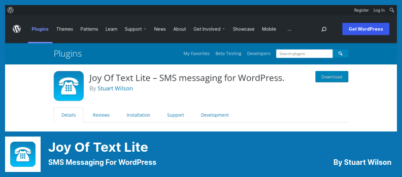 Plugin Joy Of Text Lite - Mensagens SMS para WordPress