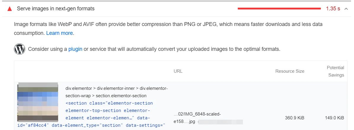 คำแนะนำ PageSpeed ​​Insights สำหรับการเพิ่มประสิทธิภาพภาพเมื่อค้นหาว่าเว็บไซต์ของฉันเร็วแค่ไหน