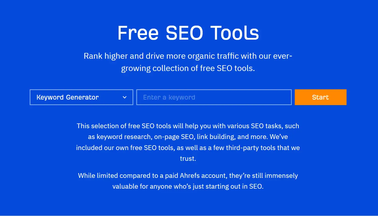 cele mai bune instrumente SEO gratuite - Ahrefs