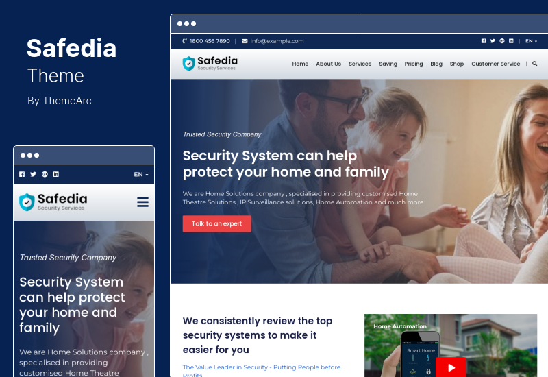 Safedia Teması - Ev Güvenliği WordPress Teması